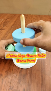 Kayu Seru - Mainan Kayu Edukatif Menara Bulat Pastel - Bermain Sambil Belajar dengan Seru