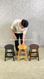 Ghế Gỗ Cao Su Tròn Cao 45cm – Lắp Ráp Tiện Lợi Nhẹ Gọn Đa Năng | Nội Thất Anh Hoàng