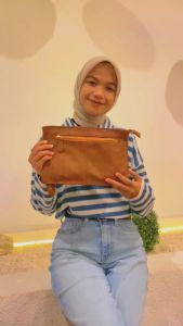 Dompet Kulit Sintetis Pria Dan Wanita Ceviro Ueno Clutch Paling Terbaru Original-Coffee