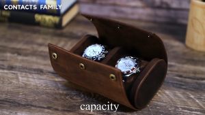 หนังแท้ กระเป๋าใส่นาฬิกา 2 เรือน（หนังวัว+ในวัสดุหนังไมโครไฟเบอร์）กล่องนาฬิกา กล่องใส่นาฬิกาพกพา สไตล์เรโทร