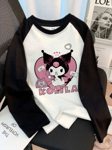 Girls Cotton Long Sleeve T-Shirt Shoulder Insert Cartoon Print Base Shirt Spring Autumn New Style Comfortable Casual Top