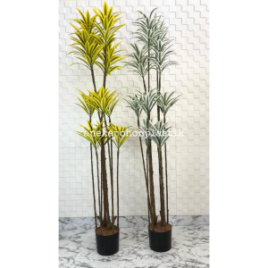 Pohon Artificial Pohon Hias Song Of India T170 Variasi Warna Kuning & Putih Latex Pot Dasar Hitam Hiasan Sudut Rumah Aesthetic
