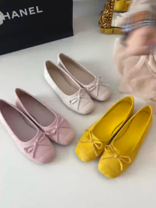 YOTO French Retro Loafers For Women Bow Ballet Square-Toe Suede Low-Cut Softy Flat Doll Shoes