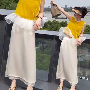 MEITESIJIAONU | Acetate Satin Long A-Line Skirt Black