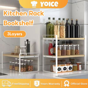 Yoice Spice Rack Kitchen Seasoning Shelf Condiment Storage Rack Desktop Storage Wooden Shelf Nordic Simple Multi-Layer Bookshelf