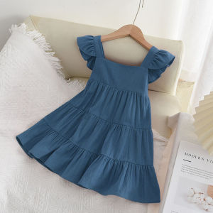 Bear Leader | Bear Leader Summer 2026 New Casual Baby Kid Girl Infant Sleeveless Ruffles Princess Dress Cute Solid Color Korean Kids Clothes