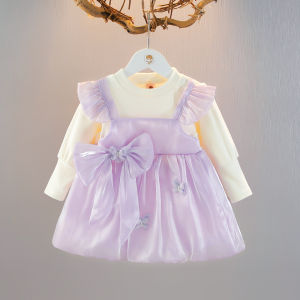 Princess Style Girls Dress Baby Girls Fashionable Dress Autumn Clothes Polyester Fiber Long Sleeve Medium Length Skirt