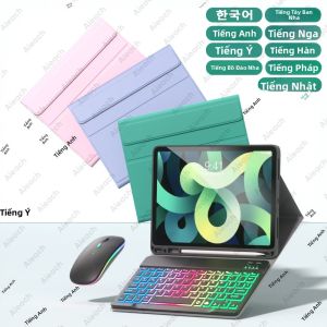 Bao Da iPad Có Đèn Nền AIEACH Tích Hợp Giá Đỡ Bút Tương Thích Với Pro 13 M4 12.9 Inch (3-6 Thế Hệ) 11 Inch (1-4 Thế Hệ) Air 13/11 M2/M3 (4-5 Thế Hệ) iPad 7-10 Thế Hệ Chất Liệu Giả Da