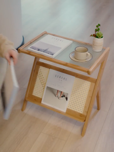 Glass Coffee Table Tea Table Rattan Side Table End Table Bedside Sofa Table Bamboo NightStand茶几