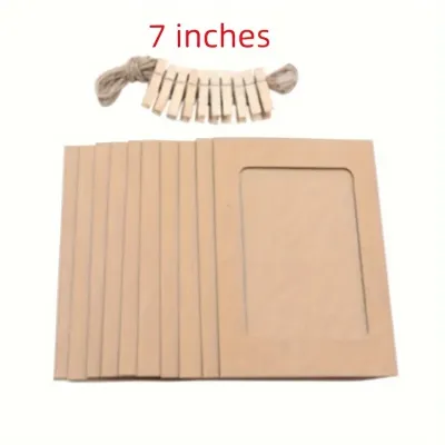 10pcs Photo Cardboard Picture Frame DIY Paper Photo Frame With Wooden Clips Wall Decoration Bedroom decorative picture frame