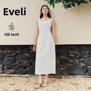 Eifini | Đầm Hè Che Khuyết Điểm Hông Hình Hoa Cắt Cao Cấp Linen Tencel