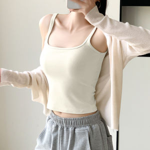 Áo Ba Lỗ Dây Trắng Nữ Mùa Hè Mới 2025 Áo Ba Lỗ Trong Nhà Áo Khoác Ngoài Che Mỡ Phụ Trợ Ngực Áo Lót Ngực Thiết Kế Lưng Đẹp