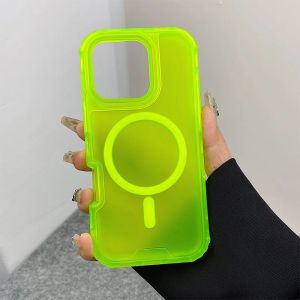 Trendy 3IN1 Magnetic Shockproof Case for IPhone 17 16 15 14 13 12 Pro Max Frosted Slim Clear Translucent Wireless Charging Cover
