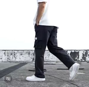 **Malaysia Seller** Multi Pocket Cargo Pants Men Retro Cargo Pants Loose Straight Casual Pants Seluar kargo lelaki seluar ker