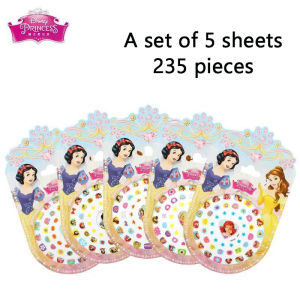 Authentic Disney Cartoon Nail Stickers Childrens Nail Stickers Frozen Princess Elsa Disc Night Light Girl Beauty Stickers Toy