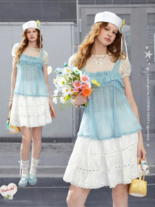 Unifree | Blue Lace Mesh Summer Two-piece Set
