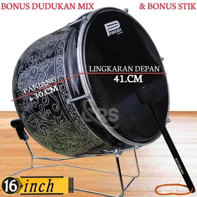 Bas Hadroh Hitam Silver 12 14 16 18 inch Mika Hitam