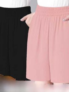 Ice Silk Wrinkle Casual Shorts Womens Summer Thin 2024 New Arrival Easiest for Match High Waist Plus Size Loose Wide-Leg Half Pants