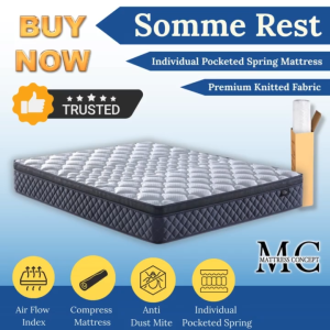 Somme Rest 10 Inch Individual Pocketed Spring Mattress Single/Super Single/Queen/King