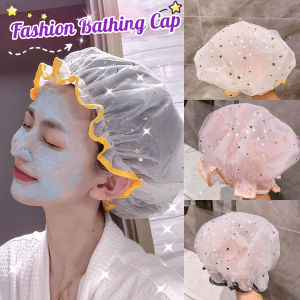LoviRa Double layer waterproof shower cap fashionable star shaped bathroom hair styling products
