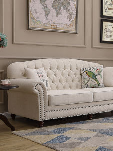 HELIDA | Rustic American Style Fabric Sofa Three-Seater