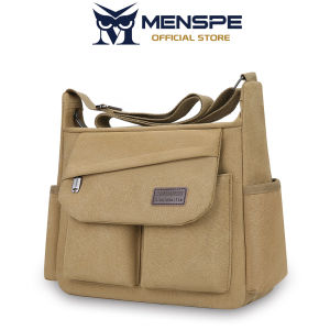 MENSPE กระเป๋าผ้าใบผู้ชายกระเป๋าสะพายไหล่หนากระเป๋าเอกสารกระเป๋าสะพายข้างกันน้ำกระเป๋าลำลองน้ำหนักเบาแนวย้อนยุคกระเป๋าถนนหย่อนใจแฟชั่นสำหรับนักศึกษา