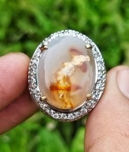 Cincin Batu Akik Sulaiman Bermotif Unik