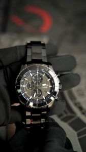 Jam Tangan Pria Alexandre Christie Chronograph AC 6503 MCBIPBA Black Dial Black Stainless Steel Strap