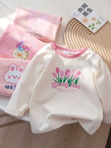 เสื้อยืดแขนยาวฤดูใบไม้ร่วงสำหรับเด็กผู้หญิง เสื้อชั้นในสุดเก๋ไก๋ คอลเลกชั่นฤดูใบไม้ร่วง 2023 เสื้อผ้าเด็กผู้หญิง