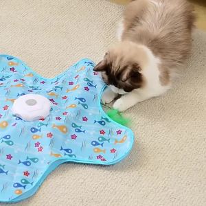Hot Cat Toys Interactive Hide and Seek Cat Toy with Mouse Squeaky Motion Activated Moving Concealed Feathers Kitten Teaser Toy