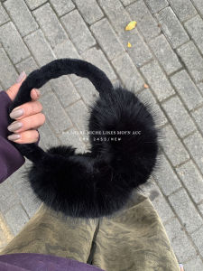 Mofan High Quality Fox Fur Ear Cap Women Winter White Fluffy Cycling Warm Cute Anti-freeze Ear Muffs หูหนังสือ หูหนังสือ หูหนังสือ