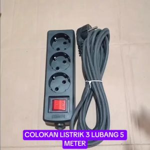 V181 ORI STOP KONTAK 5 METER COLOKAN 3 LUBANG KABEL 5 M TERMINAL SERBAGUNA SAKLAR ON OFF COLOKAN LIS