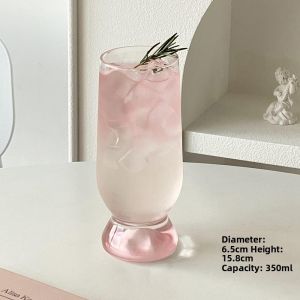 Pink Glass Tea Cup Creative Home Use High Aesthetic Mountain View Female Cute Drunkenness Cocktail Cup Fruit Tea Cup