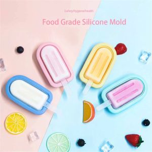 4pcs Popsicle DIY Ice Cream Making Mould Food Grade Silicone Jelly Tray Mold Tools Kitchen Gadgets