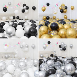 Birthday Arrangement Black Gold and Silver Metal Color Theme Balloon Car Exhibition Hall Scene Decoration Thickened Balloon Chain Matching