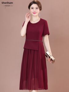 SHERIHAM | Elderly Summer Faux Two-piece Dress Medium Length