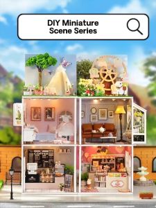 [Ready Stock][Scene Series] DIY Dollhouse Miniature Kit Miniature Furniture with Dust Cover LED Light Wooden Mini House Mini Shop Cafe Bakery Cute Cheap Decoration Birthday Gift Door Gift Puzzle Handcrafted Handmade Educational Toys for Kids Girls Boys