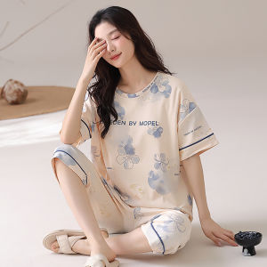 MiiOW | Bộ đồ ngủ cotton nguyên chất mùa hè cho nữ Bộ đồ ngủ cotton không tay thoải mái có đệm ngực Bộ đồ mặc nhà có thể mang ngoài trời