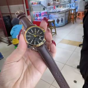 Box Exclusive Jam Tangan Bonia Permata Garis VA-889DA / Jam Tangan Fashion Wanita Tali Kulit Diameter 38cm