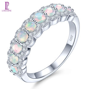Lohaspie Jewelry Solid Sterling Silver 925 Ring Natural Opal Garnet Ring Silver 925 Original Ring Engagement Ring For Women Opal Stone Original Ring Birthstone Ring 925 Jewelry