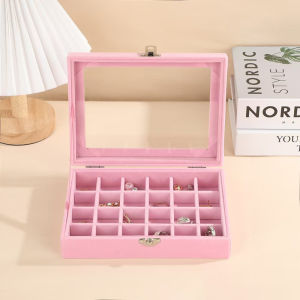 EELHOE | Transparent Window Large Capacity 24 Grid Jewelry Storage Box Simple And High-end Ring Necklace Jewelry Storage Display Box