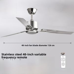 Modern Simple Stainless Steel Fan Light Home Living Room Bedroom Hanging Fan Light Electric Fan Leaf Home Decorative Fan