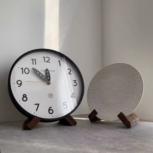 Rustic Wooden Clock Stand round Tabletop Ornament Plate Display Rack Chinese Style Home Decorative Accessories Clock Base