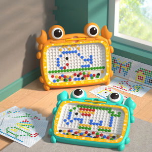 Childrens Drawing Board Crab Magnetic Fun Learning Toy For Fine Motor Skills Cognitive Development Kids Magnetic Drawing Board Bead Large Doodle Board With Pen (Green/Orange)