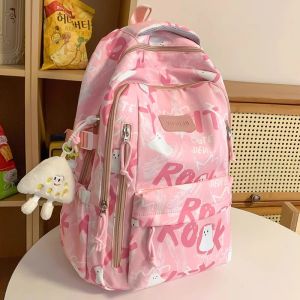 IT HKins Hong Kong New High School Student Backpack Womens College Student Spine Protection Travel Lightweight Dual-Shoulder Bag