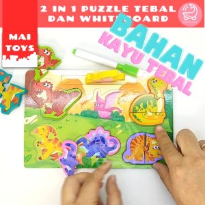 Mai Toys Mainan 2in1 Puzzle dan Whiteboard Anak Bahan Kayu Tebal 3D Edukasi kreatifitas imajinasi