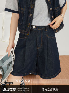 High Waist Loose Fit Blue Denim Shorts Womens Summer New Style Casual Vintage Wide Leg Pants Adult Non-Stretch Jeans Shorts