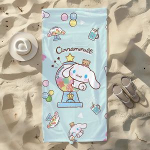Sanrio | Khăn Tắm Biển Cinnamoroll Dễ Thương Nhanh Khô Mềm Mại Thân Thiện Với Da Dùng Được Cho Bơi Lội Yoga Phòng Tập Thể Dục Sử Dụng Quanh Năm 100% Polyester Dệt.