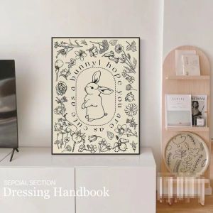 Minimalist Nordic Style Angora Rabbit Decorative Painting French Creamy Bedroom Headboard Simple Warm Home Decoration Artwork