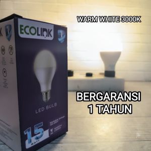 Ecolink Lampu Bohlam LED Bulb 15W 15 WATT Warm White 3000K Kuning Bergaransi 1 Tahun BAGUS KUALITAS TERJAMIN